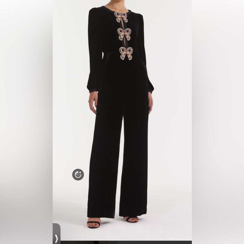Saloni Elegant Navy Jumpsuit with Bow Accents